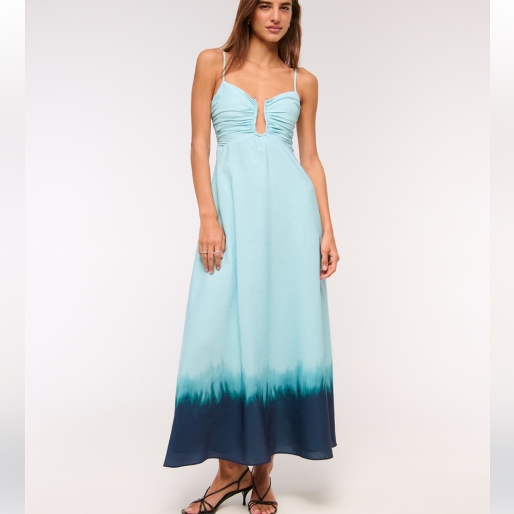 Abercrombie & Fitch Bra-Free Hardware Maxi Dress in a blue ombré